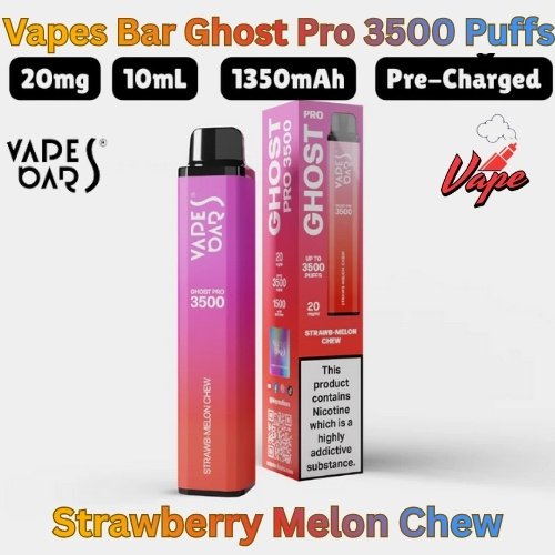 Vapes Bars Ghost Pro 3500 Puffs Strawberry Melon Chew