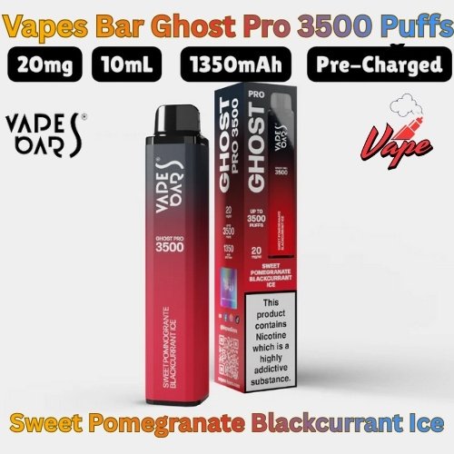 Vapes Bars Ghost Pro 3500 Puffs Sweet Pomegranate Blackcurrant Ice