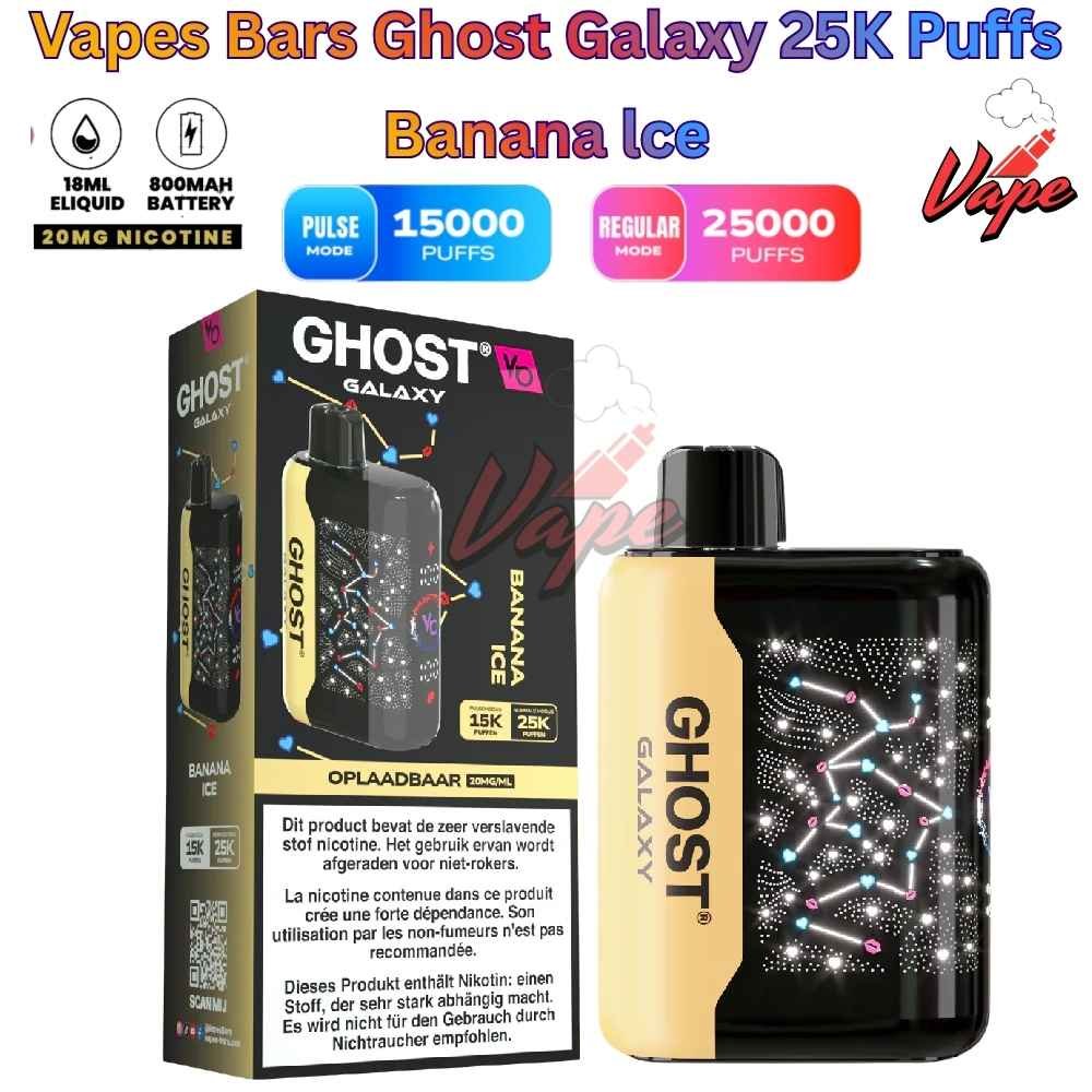 Vapes Bars Ghost Galaxy 25000 Puffs 20MG Banana lce