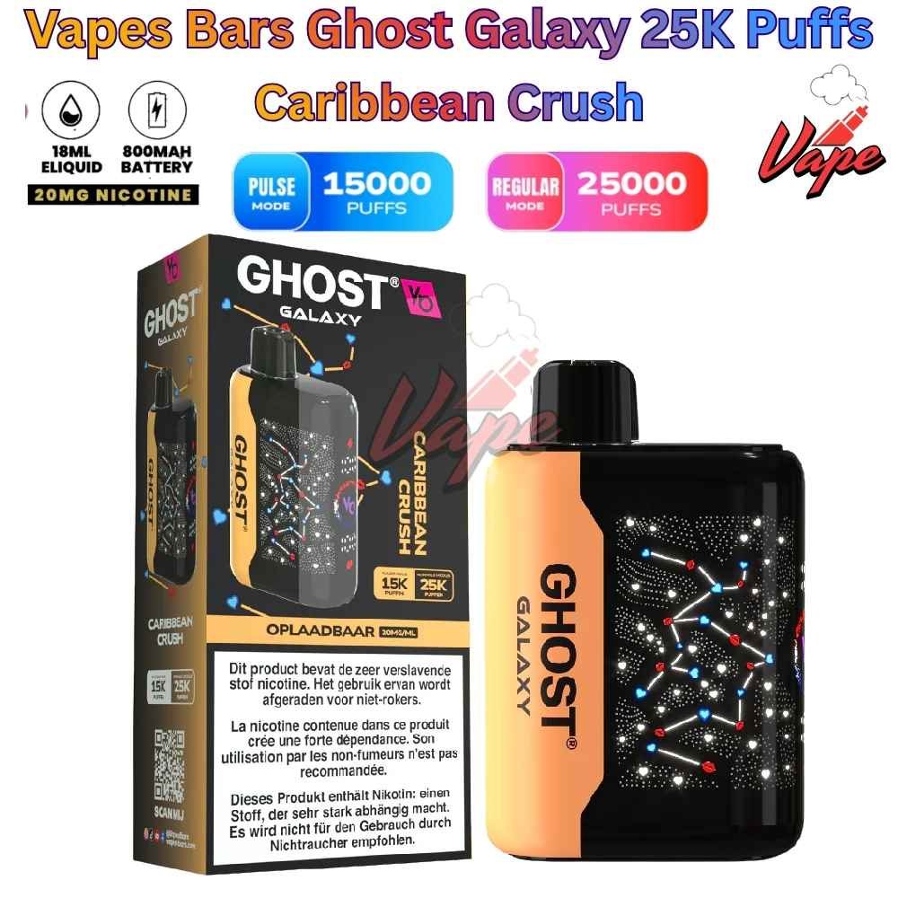 Vapes Bars Ghost Galaxy 25000 Puffs 20MG Caribbean Crush