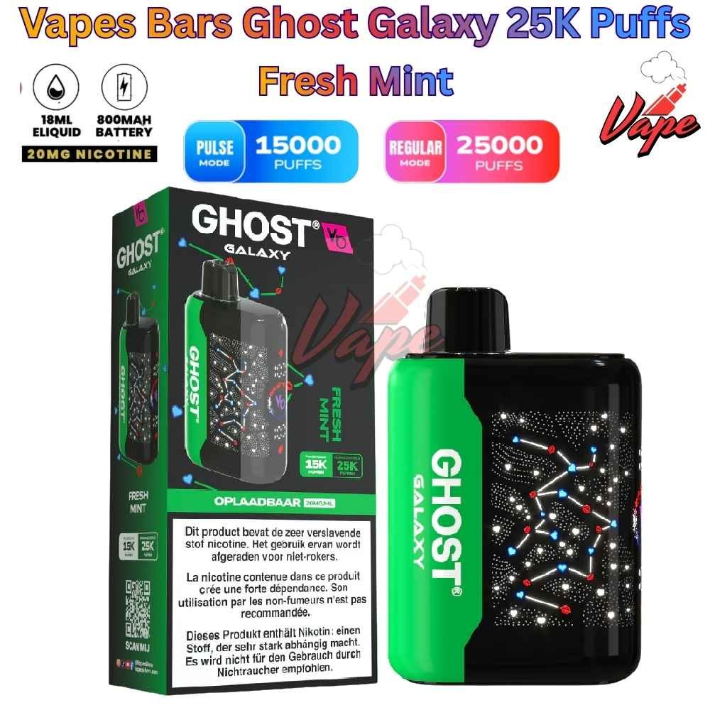 Vapes Bars Ghost Galaxy 25000 Puffs 20MG Fresh Mint