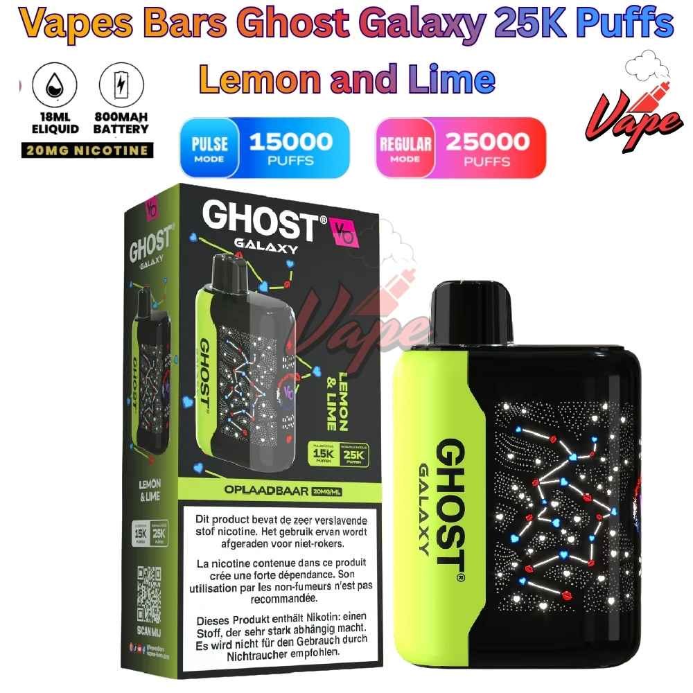 Vapes Bars Ghost Galaxy 25000 Puffs 20MG Lemon and Lime