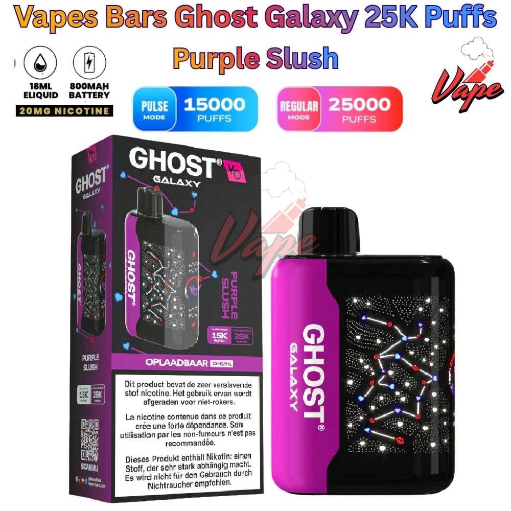Vapes Bars Ghost Galaxy 25000 Puffs 20MG Purple Slush
