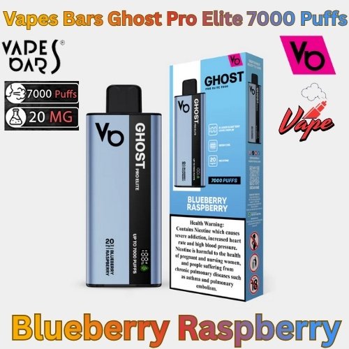 Vapes Bars Ghost Pro Elite 7000 Puffs Blueberry Raspberry