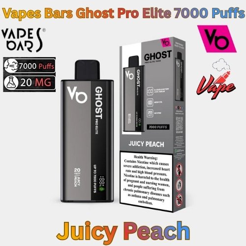 Vapes Bars Ghost Pro Elite 7000 Puffs Juicy Peach