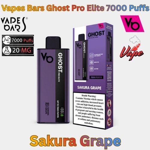 Vapes Bars Ghost Pro Elite 7000 Puffs Sakura Grape