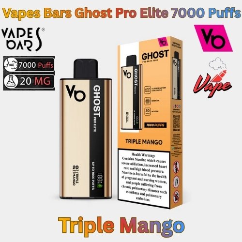 Vapes Bars Ghost Pro Elite 7000 Puffs Triple Mango