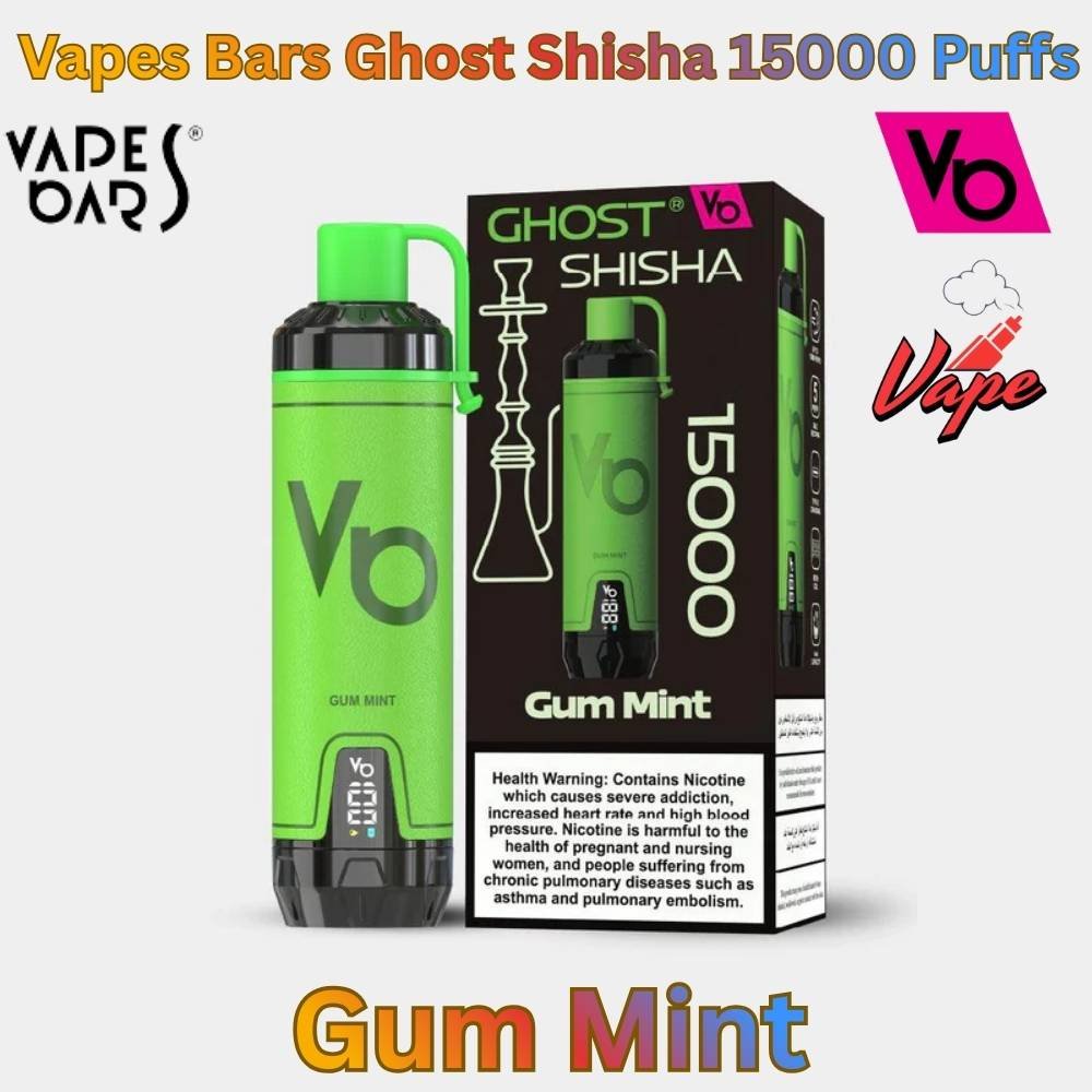 Vapes Bars Ghost Shisha 15000 Puffs Gum Mint