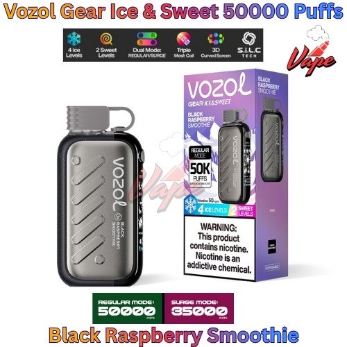 Vozol Gear Ice and Sweet 50000 Puffs Black Raspberry Smoothie