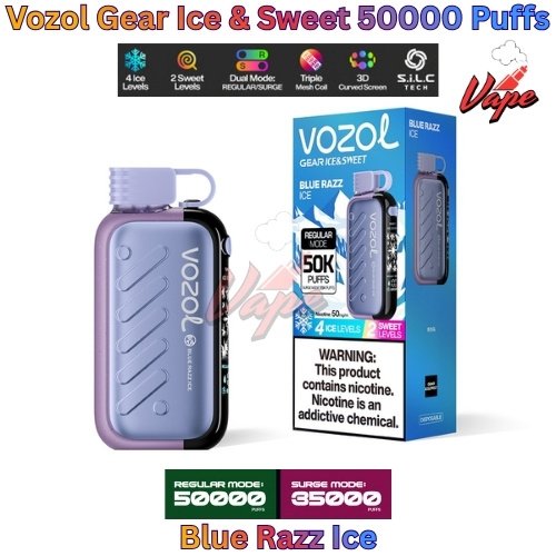 Vozol Gear Ice and Sweet 50000 Puffs Blue Razz Ice