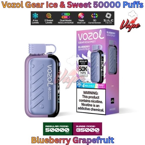 Vozol Gear Ice and Sweet 50000 Puffs Blueberry Grapefruit
