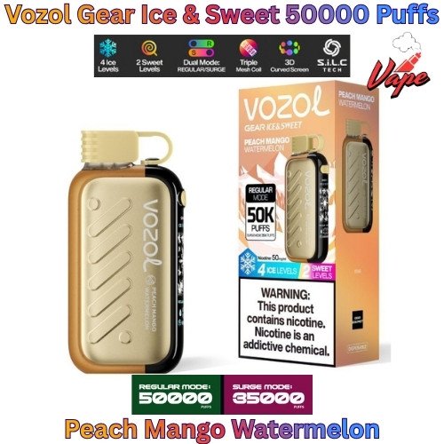 Vozol Gear Ice and Sweet 50000 Puffs Peach Mango Watermelon