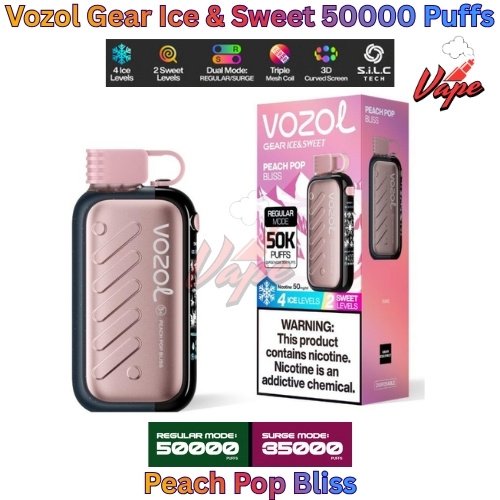 Vozol Gear Ice and Sweet 50000 Puffs Peach Pop Bliss