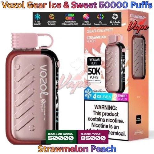 Vozol Gear Ice and Sweet 50000 Puffs Strawmelon Peach