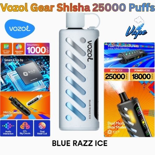 Vozol Gear Shisha 25000 Puffs Blue Razz Ice