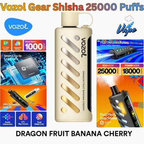 Vozol Gear Shisha 25000 Puffs Dragong Fruit Banana Cherry