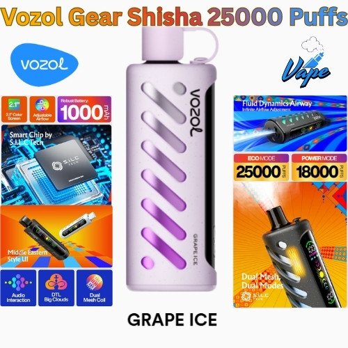 Vozol Gear Shisha 25000 Puffs Grape Ice