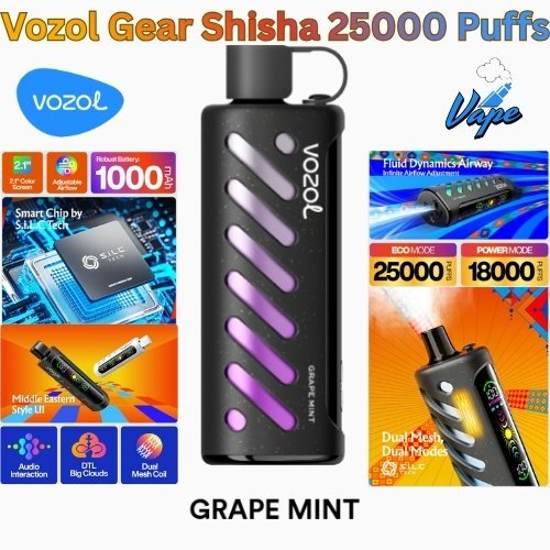 Vozol Gear Shisha 25000 Puffs Grape Mint