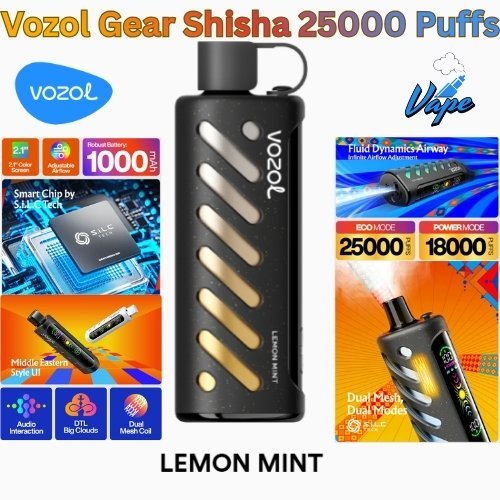 Vozol Gear Shisha 25000 Puffs Lemon Mint