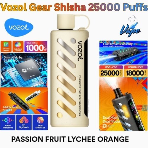 Vozol Gear Shisha 25000 Puffs Passion Fruit Lychee Orange