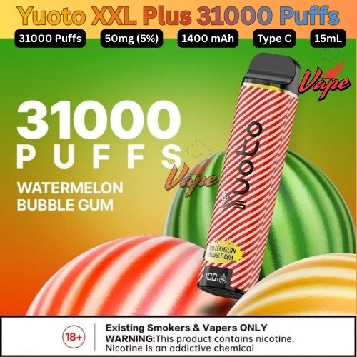 Yuoto XXL Plus 31000 Puffs 50MG Watermelon Bubble Gum