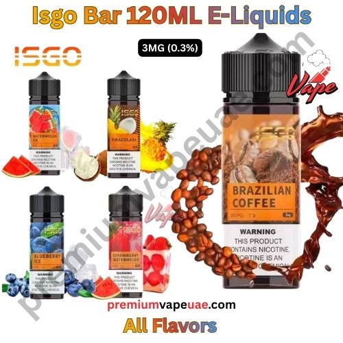 Isgo Bar 120ML E-Liquids All Flavors 3MG