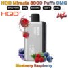 HQD Miracle 8000 Puffs 0MG Blueberry Raspberry