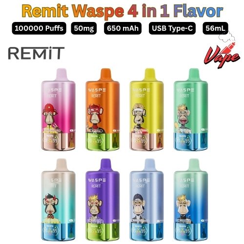 Remit Waspe 4 in 1 Flavor 100000 Puffs 50MG All Flavors in Dubai