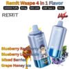 Remit Waspe 4 in 1 Flavor 100000 Puffs 50MG Blueberry Raspberry, Blueberry Lemonade, Mixed Berries, Grape Honey Ice (1)