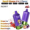 Remit Waspe 4 in 1 Flavor 100000 Puffs 50MG Grape Ice, Strawberry Kiwi, Strawberry Raspberry Cherry, Black Knight (1)