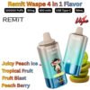 Remit Waspe 4 in 1 Flavor 100000 Puffs 50MG Juicy Peach Ice, Tropical Fruit, Fruit Blast, Peach Berry (1)