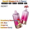 Remit Waspe 4 in 1 Flavor 100000 Puffs 50MG Strawberry Watermelon, MR. Blue, Grape lce, Rainbow Candy (1)