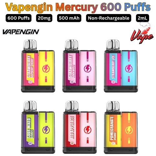 Vapengin Mercury 600 Puffs 20MG All Flavors in Dubai