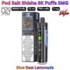 Pod Salt Shisha 8000 Puffs 3MG Blue Razz Lemonade in Sharjah