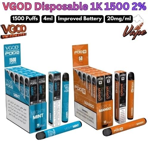 VGOD Disposable Pod 1K 1500 Puffs 20MG All Flavors in Dubai
