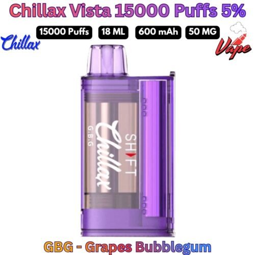 Chillax Vista 15000 Puffs 50MG GBG - Grapes Bubblegum Disposable Vape in UAE